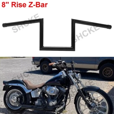 8" Rise Z-Bars 1" Handlebars For Harley Sportster XL883 1200 Custom Softail Dyna Foto 1 de 4