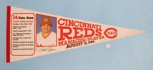 ThriftCHI ~ Vintage Sports Pennant - Cincinnatti Reds Pete Rose Player Manager - Picture 1 of 5