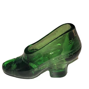 Antique Green Glass "Souvenir Slipper Shoes of Glass" Collection Fun - Picture 1 of 9