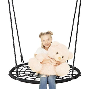 40'' Spider Web Tree Swing Round Net Platform Rope Swing Set for Kid Adult Black - Picture 1 of 20