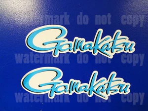 2x Gamakatsu Sponsor Sticker Decal River Hook Fishing Cooler Bait Boat Pick Size - Imagen 1 de 2