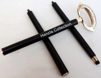 Vintage Nautical Style Brass Handle Black Wooden Walking Cane Stick Men's Stick - Image 1 of 4