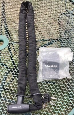 MASTER LOCK INTEGRATED KEY LOCK CHAIN 10mm x 120cm  +  FLOOR  ANCHOR  BNWOT      - Image 1 of 4
