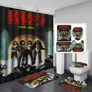 Kiss Band Music Print Waterproof Ver7 Bathroom Sets, Shower Curtain Sets - Picture 1 of 3