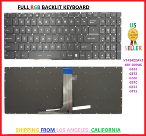 🔥MSI Steel GE62 GE72 GS60 GS70 GS72 Colorful Backlit RGB Keyboard 6RF-009US - Picture 1 of 3