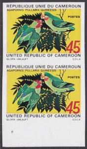 Cameroon Sc555 Red-faced Lovebird, Parrot, Bird, Imperf Vertical Pair - Picture 1 of 1