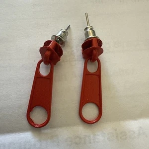 Small Light Green Metal Zipper Stud Earrings - Picture 1 of 7