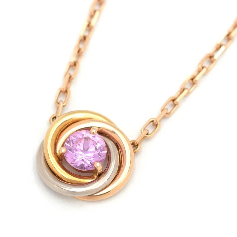 Cartier Baby Trinity Necklace K18YG WG PG Pink Sapphire 38/41in Used - Image 1 of 4
