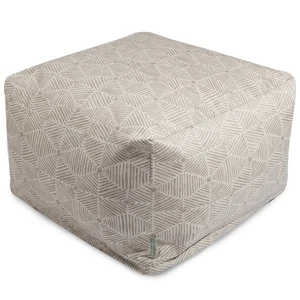 Majestic Home Goods Ottoman Pouf Charlie Beige Metallic - Picture 1 of 6