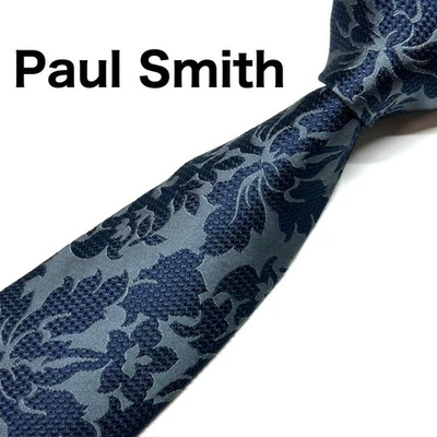 Corbata Jacquard Paul Smith Azul Marino Floral Seda Negocios Moda Accesorio Usado Foto 1 de 4