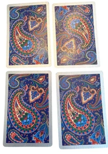 Paisley Druck in blauem Hintergrund Spielkarten Einzeltausch 4 Karten Art Deco - Bild 1 von 4