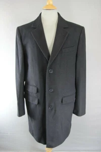 BRAND NEW MEN'S WOOL RICH BLEND 3 POCKET BLACK OVERCOAT 42-44 INCH (REGULAR FIT) - Picture 1 of 10