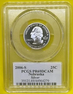 2006 S 25C Silver Nebraska State Quarter PCGS PR69 DCAM - Picture 1 of 5