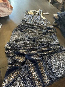 LONDON TIMES Woman STRETCH Sleeveless Black White Floral Maxi Dress Size 6 NWT - Picture 1 of 5
