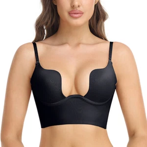 Women Lingerie Soft Bras Breathable Lingerie Low Cut Padded Backless Bralette BH - Picture 1 of 22