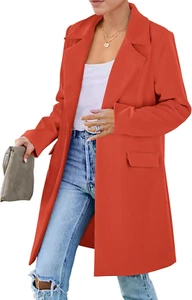 Women'S 2025 Spring Fall Long Blazer Jackets Long Sleeve Lapel Pockets Loose Fit - Picture 1 of 8