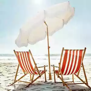 Strandschirm Terrassenschirme Fransen tragbar Außenschirm Sanddach 7 Fuß - Bild 1 von 10