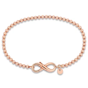 Amour Rose Plated Sterling Silver Ball Link Infinity Clasp Bracelet - 7.5 in. - Picture 1 of 6