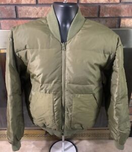 Vintage Goose Down Reversible Army Green Puffer Puffy Jacket Mens Size Small VTG
