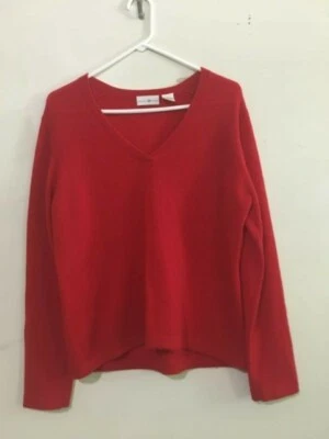 Suéter Preswick & Moore 100 % cachemir talla L rojo para mujer cuello en V elegante RN70143 Foto 1 de 4