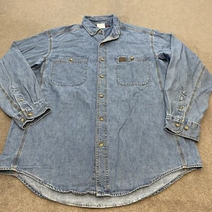 Wrangler Riggs Workwear Denim Shirt Mens Large Blue Western Utility Cowboy Rodeo - Picture 1 of 11
