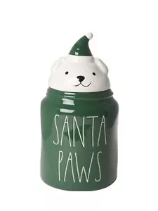 Rae Dunn Ceramic 10x4in Santa Paws Dog Treat Jar NEW - Picture 1 of 2