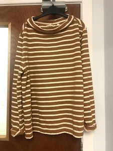 Seasalt Cornwall Womens Tan/Cream Cotton Striped Top UK16 CHARITY SALE - Picture 1 of 5