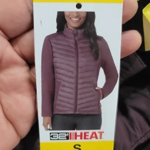 32 Degrees Heat Women's Deep Burgundy Quilted Puffer Front/Back Size S New - Picture 1 of 3