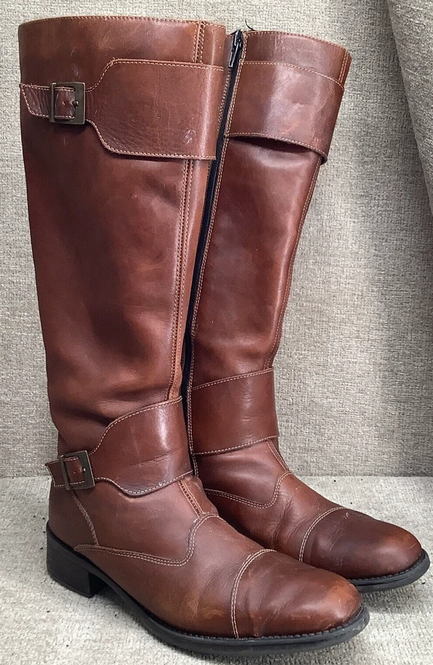 Botas de Equitación RiekerTall EU 38 Cuero Marrón Suave Hebilla Cremallera Lateral Tacón Bajo Forradas Foto 1 de 4