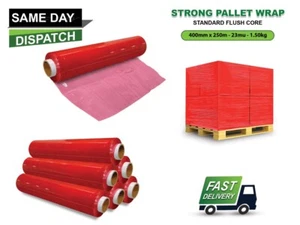 TINT RED STRONG ROLLS PALLET STRETCH SHRINK WRAP  400mm x 300m 17mu 1.50kg +-10% - Picture 1 of 2