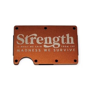 Orange "Strength Is What We Gain" Slim Wallet, Engraved In USA, RFID Blocking - Picture 1 of 3