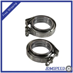 V-Band Flange & Clamp 2 X 2.5" Kit Fit Stainless Steel Turbo Exhaust Downpipes - Picture 1 of 11