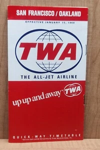 Folleto horario de TWA Airlines 1969 All Jet San Francisco Oakland - Imagen 1 de 3