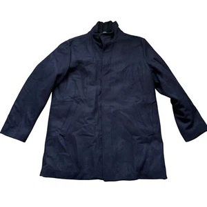 Cardinal of Canada Wool Blend Double Mock Neck Lined Car Coat Mens Large Blue - Picture 1 of 9