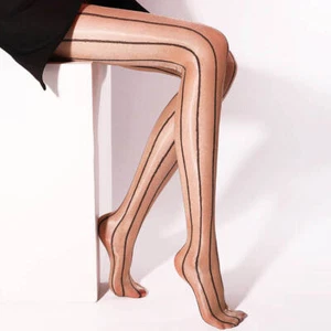 Sexy ultradünne durchsichtige vertikal gestreifte Damenstrumpfhose glänzende Strumpfhosen - Bild 1 von 16