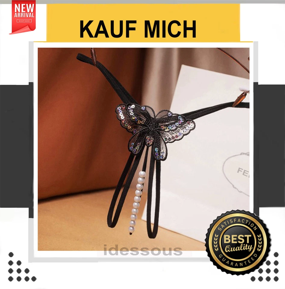 Rio String Tanga transparent Dessous Slip sexy Schmuck Schwarz Reizwäsche Spitze - Bild 1 von 4