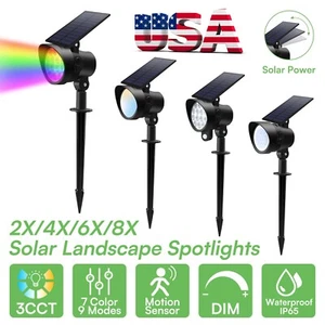 2-8 Pack Solar Spotlights Landscape Lights Outdoor Garden Pathway Lamps IP65 - Picture 1 of 26