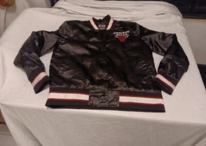 RARE Chicago Bulls Ultra Official Satin Bomber Varsity Jacket Men's Medium Black - Picture 1 of 7