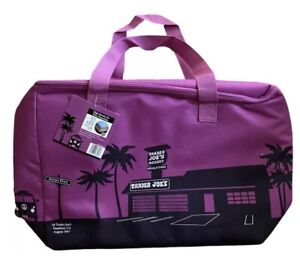 Trader Joe's Reusable Tote Bag Cooler Large Insulated XL PURPLE Collapsible JOES