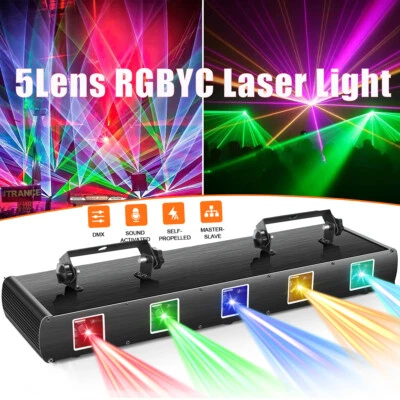RGBYC 5 Lens Laser Show Lighting Beam Stage Effect DJ Disco Club KTV Party Light - Image 1 of 4