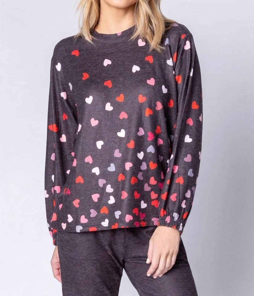 Top de salón de manga larga Pj Salvage Kiss Me Goodnight Rbkgls pizarra Foto 1 de 1