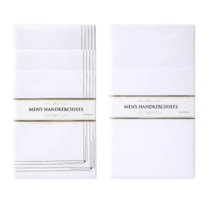 20x Mens Handkerchiefs Cotton Blend Hankies White Plain/Bordered Soft Pack - Picture 1 of 7