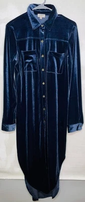 Umgee Para Mujer Talla Mediana Azul Marino Abotonado Gran Tamaño Extra Largo Camisa Cuello Foto 1 de 4