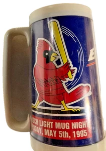 St. Louis Cardinals Busch Light Mug Beer Thermal Plastic May 5, 1995 MLB MO - Picture 1 of 2
