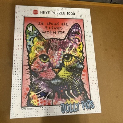 Heye 1000 Piece Jigsaw Puzzle Jolly Pets 9 (Nine) Lives Hard To Find - Image 1 of 4