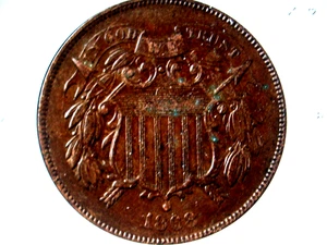 1868 United States Two Cent Piece - Picture 1 of 12