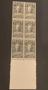 belgian congo #115 sir Henry Mortan Stanley block of 6 Mnh Gray Black 5 Cent - Picture 1 of 4