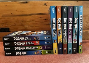 Lot Of 9 DogMan Hard Cover Books By Dav Pilkey Plus a Cat Kid Book - Imagen 1 de 7