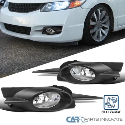 Fits 2009-2011 Honda Civic 2Dr Coupe Clear Fog Lights Bumper Lamps+Switch Pair - Imagem 1 de 4