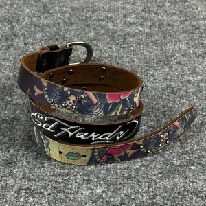Ed Hardy Ledergürtel Damen L 34-36" Geisha Y2K Tattoo bestickt Strass - Bild 1 von 23